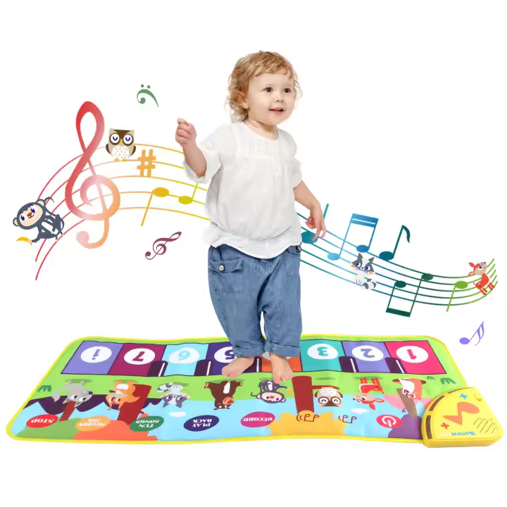 Teclado Musical Para Niños 80x30cm Alfombra De Música Multifuncional Con 8 Sonidos De Animales Juguete Educativo Para Bebés Y Niños De 3 a 6 Años - 1