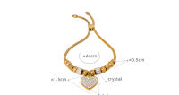 Encanto Pulsera de acero de titanio con forma de corazón de amor retro, colgante de corazón con cuentas de gran agujero, chapado en acero de titanio con oro de 18 quilates, joyería para mujer - details 2