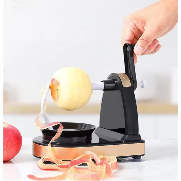 Pelador de manzanas giratorio con manivela Pelador de cocina para pelar manzanas, peras, kiwis, tomates, verduras y frutas rápidamente - 1