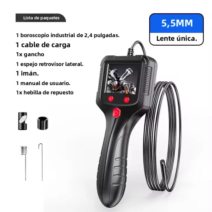 Cámara De Endoscopia Industrial HD1080P Pantalla IPS De 2.4 Pulgadas Inspección De Tubos Y Alcantarillado IP68 Impermeable Con LEDs 2600mAh Para Coche - 1