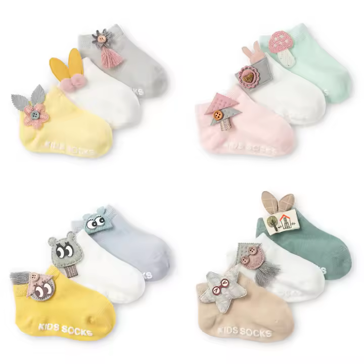 Calcetines De Bebé Para Niñas Y Niños Con Diseño De Dibujos Animados Antideslizantes Para Recién Nacidos Y Infantes Hasta Los 3 Años Lote De 3 Pares - 1