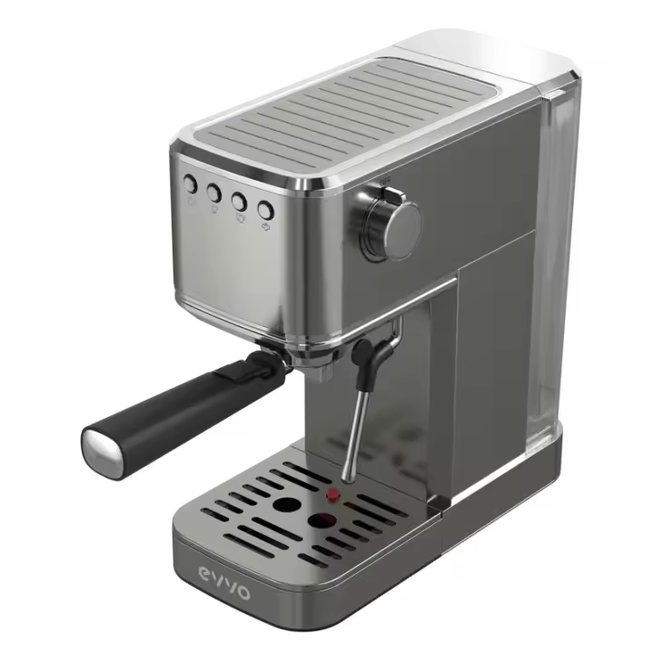 EVVO Cafetera Express Intensa, 20 bares, cuerpo de acero, Espressos y Capuccinos, 1350W, Dos Salidas, Depósito de 1,2 l - 1