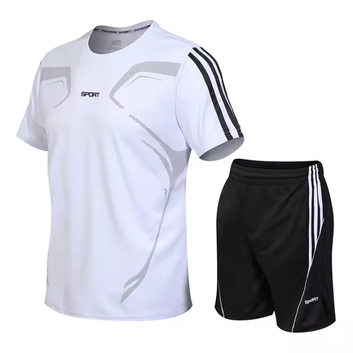 Conjunto Casual de Verano para Hombres y Mujeres Camiseta Corta y Shorts Material de Poliéster - 1