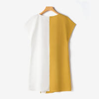 Vestido Mini De Color Bloque ZANZEA Para Mujer Estilo Casual Asimétrico Sólido Moda Verano Manga Corta Vintage Con Costuras Ropa De Sol - details 8