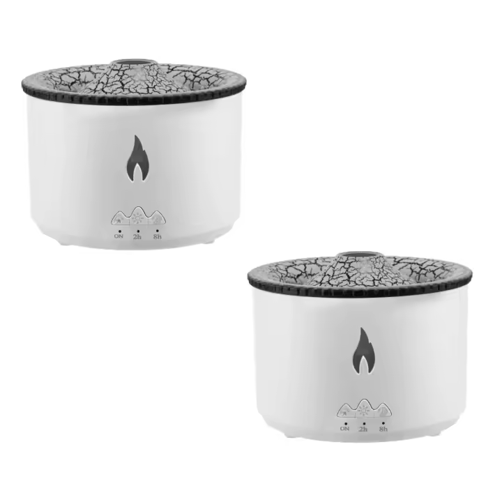 Humidificador Ultrasónico Volcán con Difusor de Aceite Esencial de Aromaterapia y Luz de Llama - 3 Temporizadores y Atmósfera - 1