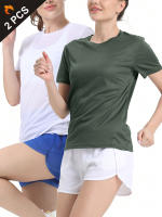 2Pcs Camiseta Deportiva Ligera Y Secado Rápido Para Mujer Color Sólido Transpirable Para Entrenamiento Fitness Running Gym - details 7