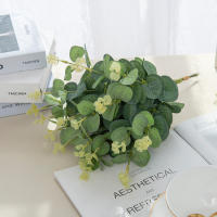 20/100PCS Hojas De Eucalipto Verdes Artificiales Para Decoración Navideña Vajillas Hogar Jardín Bodas Scrapbooking - details 0