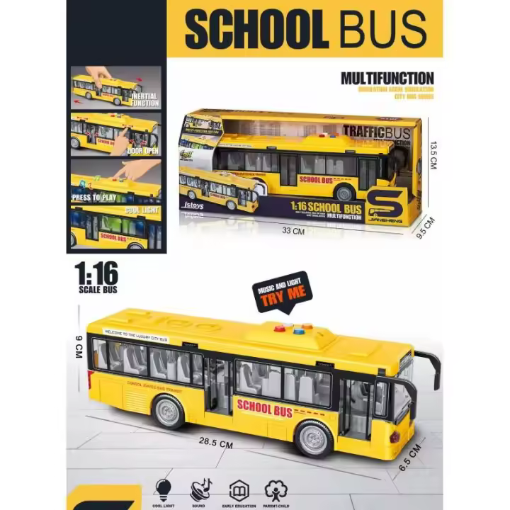 AUTOBUS 1:16 AUTOBUS AMARILLO LUCES Y SONIDO DE PANRITOS - 1
