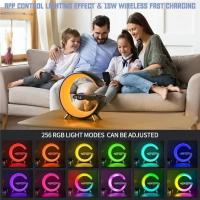 Lámpara De Escritorio RGB Controlada Por APP Con Altavoz Y Cargador Inalámbrico De 15W Estación De Carga Rápida Para iPhone 16 15 Samsung - details 3