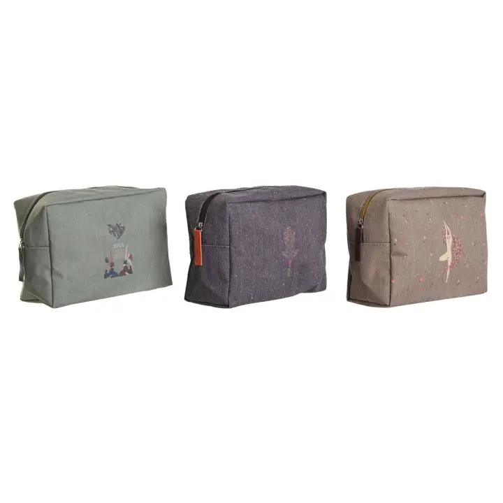Neceser de Viaje DKD Home Decor Marrón Verde Burdeos 20 x 8 x 14 cm - 1