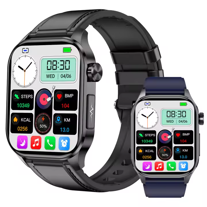 monitorización multi-deporte bluetooth pantalla ET580 smartwatch llamada AMOLED ECG glucosa en sangre frecuencia cardíaca temperatura - 1