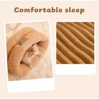 Bolsa De Dormir Para Mascotas Invierno Grueso Cálido Suave Plush Semi Aislado Viento Prueba Silla De Gato Perro Cómoda Cama Para Hogar - details 8