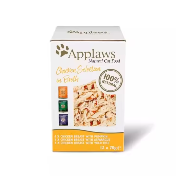 Applaws Cat Comida Húmeda en Sobres para Gatos con Caldo de Pollo Multipack - 12 unidades x 70gr - 1