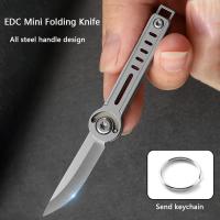 Cuchillo Plegable Mini Con Hoja De Acero Inoxidable Llave De Cadenas Colgante Portátil Para Viajes Y Camping Herramienta De Corte - details 2