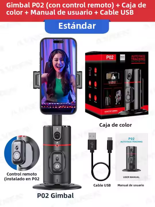 AXNEN P02 Stabilizador Gimbal De Seguimiento 360 Rotación Con Control Remoto Para Teléfono Fotografía En Vivo De Tiktok - 1
