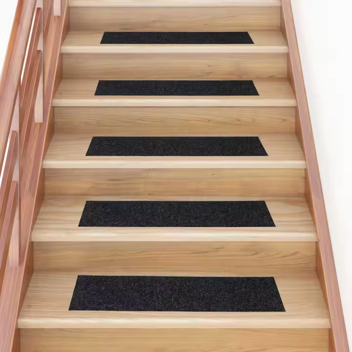 vidaXL Alfombrillas escaleras autoadhesivas 30uds negro 76x20 cm - 1