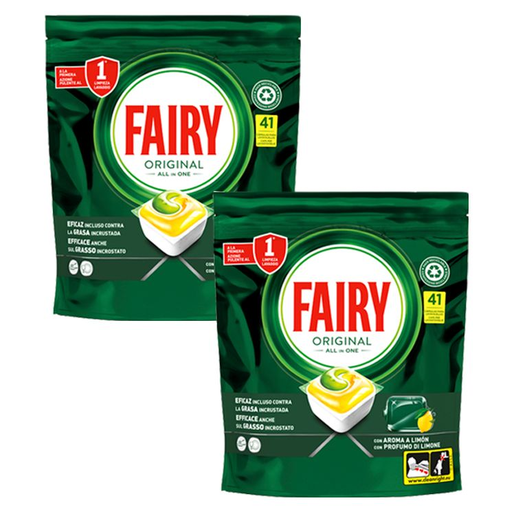 Fairy | Original Todo En Uno Cápsulas De Lavavajillas Limón, 2x41 Cápsulas