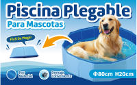 Piscina Plegable para Mascotas Perros 80×20 cm Bañera Portátil de PVC Resistente con Drenaje Ideal para Mascotas BPS-15900 - details 0