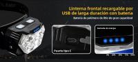 Linterna Frontal LED Recargable USB 2000 Lumen Con Sensor De Movimiento Impermeable Para Camping Y Pesca Luz De Mano Exterior - details 5