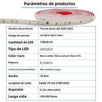 Tira De Luces LED 2835 IP67 Impermeable 120LEDs/m Flexible 1M 2M 3M 5M 10M 20M Calor Frío Blanco Para Iluminación Doméstica AC 220V 230V - details 1