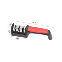 Afilador De Cuchillos Rápido 3/4 Sección Multifuncional Para El Hogar Herramienta De Cocina Con Piedra De Afilar Negra Tratamiento De Acero Inoxidable - details 9