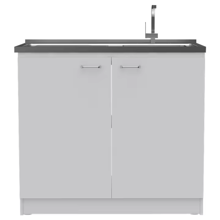 TUHOME Mueble de cocina Nápoles, con fregadero , Blanco/Duna Madera manufacturada Cocina-Muebles Piso - 1