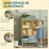 AIYAPLAY Estantería Infantil de Madera con 4 Compartimentos Librería Infantil con Estantes Abiertos y Armario para Habitación de Niños Sala de Juegos 80x30x140,5 cm - details 3