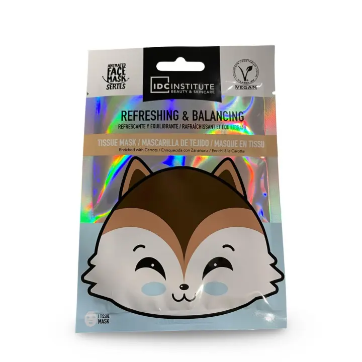 PACK IDC INSTITUTE 4 MASCARILLAS FACIALES DE TEJIDO CON EXTRACTO DE ZANAHORIA EFECTO REFRESCANTE Y EQUILIBRANTE REF 77032 - 1