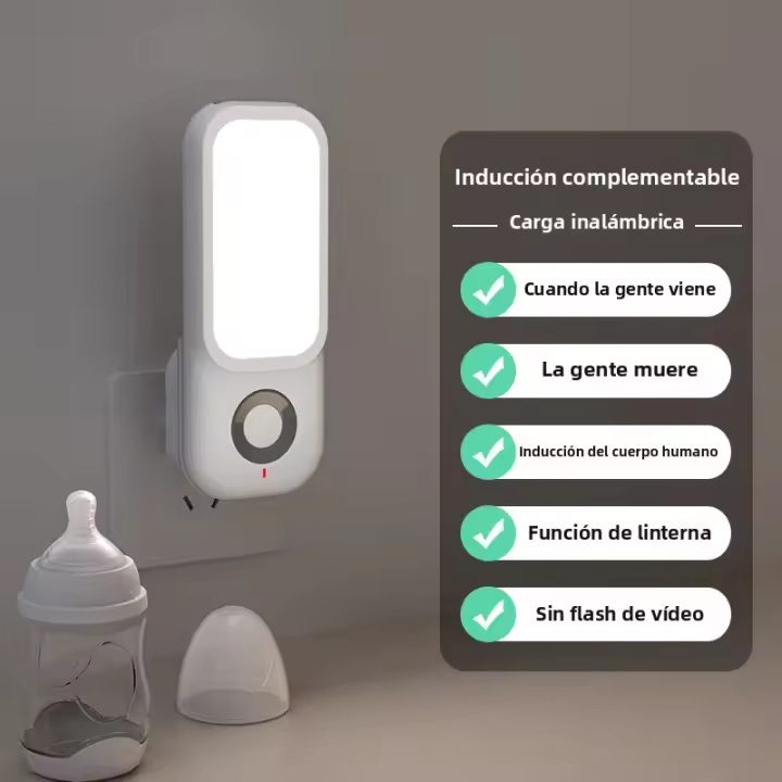 Luz Nocturna LED De Inducción Inteligente Con Carga Inalámbrica Iluminación De Pasillo Y Dormitorio Con Flashlight - 1