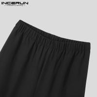 Nueva Conjunto De Ropa Para Hombres Estilo Musulmán Con Mangas Bajadas Pliegues Cuello Medio Media Longitud Pantalones Sueltos 2 Piezas Tallas S-5XL INCERUN 2024 - details 12