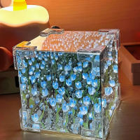 Lámpara De Espejo En Forma De Tulipán DIY Luz Nocturna De Flor Simulada Para Dormitorio Regalo De Cumpleaños Hecho a Mano - details 5