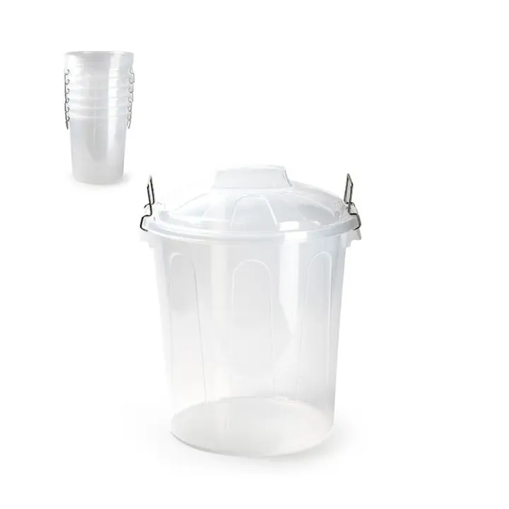 CUBO BASURA CIERRE METAL 21 LITROS TRANSPARENTE PLASTICFORTE - 1