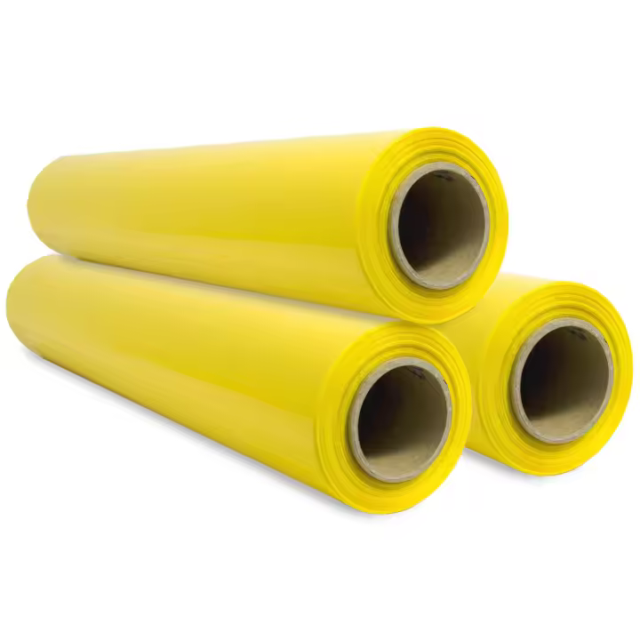 Film de Embalaje Elástico, Film de Plástico Amarillo para Embalar, Rollo de Plástico Protector de Envíos y Mudanzas, Rollo de 50cm y hasta 400 m Estirables - Ofituria (Amarillo, 3 unidades) - 1