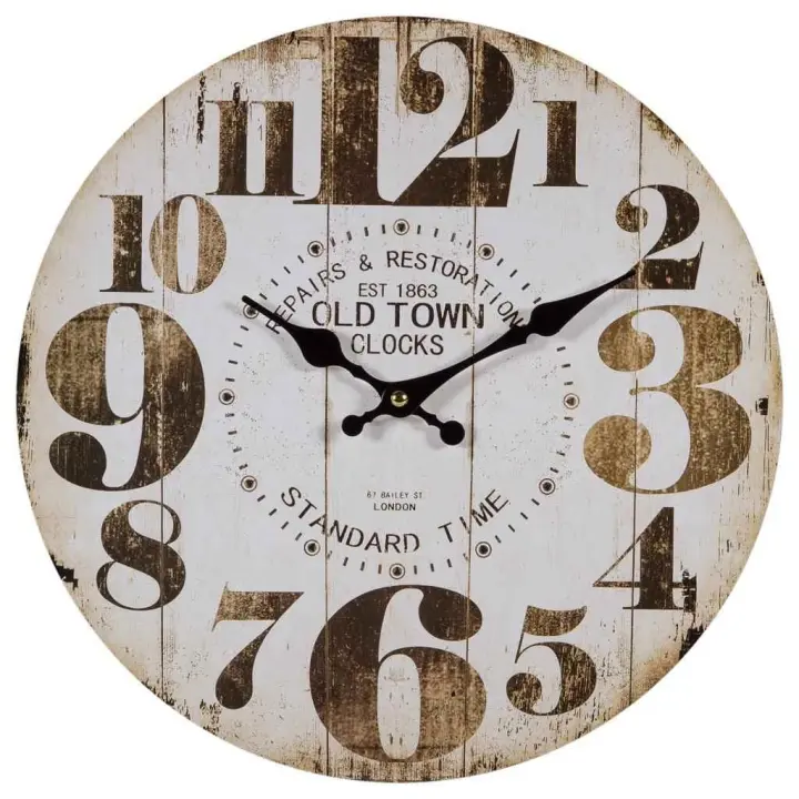 WANDERLUST DECO Reloj de Pared Blanco de Madera con Diseño Moderno para Decoración del Hogar - 1