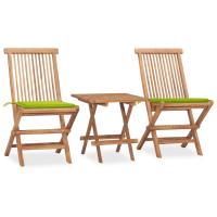 vidaXL Set comedor de jardín plegable 3 piezas madera de teca cojines en color Estampados cuadros grises/Antracita/Azul real y más | acolchados duraderos para sofás de jardín terraza exterior - details 5