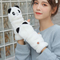 Guantes De Piel De Conejo Y Gato Para Mujer Guantes De Invierno De Plush Cálidos Y Suaves Medio Dedo Flexibles Y Gruesos - details 30