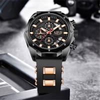 Reloj De Pulsera De Lujo LIGE Para Hombre Cuarzo Deportivo Resistente Al Agua Con Correa De Silicona Y Función Cronógrafo - details 17