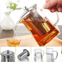 Square Glass Teapot with Infuser, 700 ml Borosilicate Tea Pot for Loose Tea, Clear Leaf Teapot with Strainer for Microwavable and Stovetop Safe - details 3