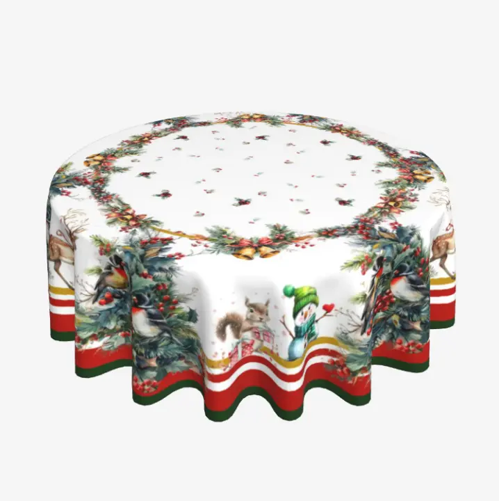 Mantel Navideño Camino de Mesa Mantel de poliéster Impermeable Y en Prueba de Aceite Elk Christmas - 1
