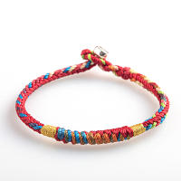 Pulsera Tibetana Hecha a Mano Con Hilo Colorido Tiza De Suerte Para Mujeres Y Hombres Pulsera De Cuerda De Madera Roja - details 5