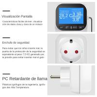 Controlador De Temperatura Digital Con Timer Y Sensor Probing Enchufe De Salida EU Plug Termómetro Para Calentamiento Y Enfrío 16A Con Luz Trasera - details 8