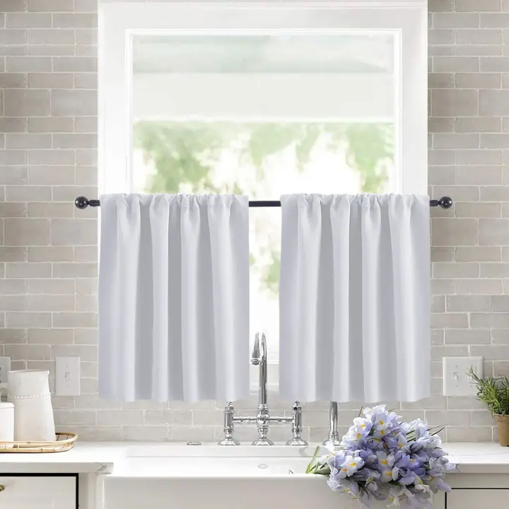 Cortina Corta De Blackout En Color Sólido Para Sala De Estar Baño Y Cocina Instalación En Techo Estilo Japonés Y Coreano Moderno Y Sencillo 100% Poliéster - 1