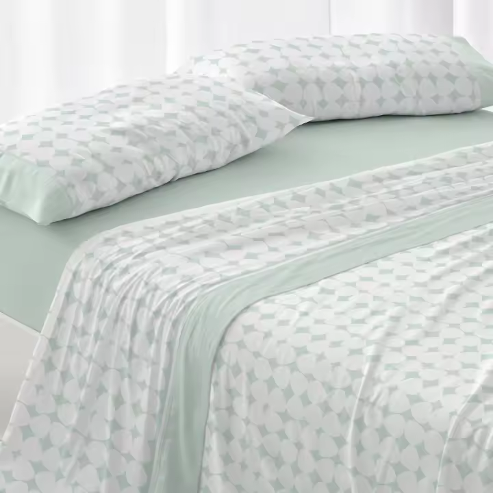 Juego de sábanas 50% Algodón- 50% poliéster. Disponible en cama de 90, 105, 135, 150-160, 180 Y 200cm. Color Rosa coloret, menta y gris. No hace bolas. - 1