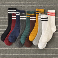 Calcetines De Algodón Para Mujer Estilo Retro Coreano Japonés Clásicos Con Rayas De College Street Calcetines Largos De Media Caña Regalo Para Niñas - details 12