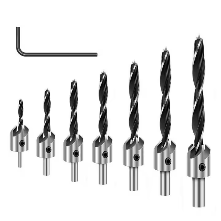 Dispositivo de biselado de carpintería Cabeza Avellanada Abridor de orificio de hélice Avellanada Device-7pcs de biselado de borde - 1