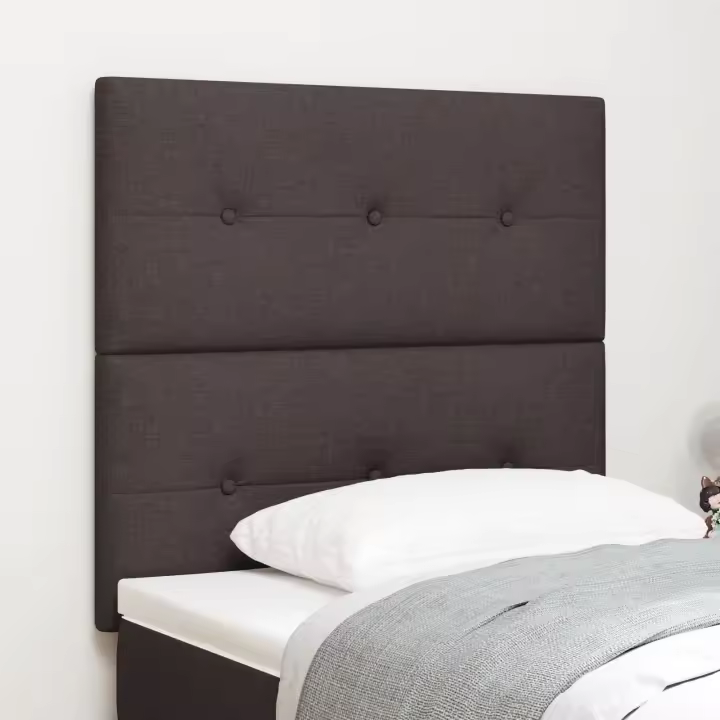 Cabecero tapizado con botones Marrón oscuro 80 cm Tela - 1