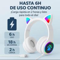 Auriculares Bluetooth para Niños con Luz LED Auriculares de Diadema Orejas de Gato tablet movil Inalámbricos Plegables Micrófono Integrado Sonido Estéreo Regalo para Niñas Niños Cumpleaños Navidad - details 7