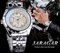 Reloj Métrico Automático Para Hombre Jaragar Con Vidrio Antiglareante Luminoso Calendario Acero Inoxidable Deportivo Y De Negocios - details 1