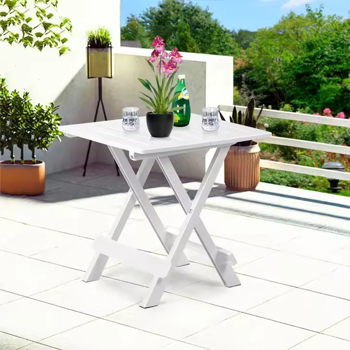 Mesita de terraza Adige resina plegable blanco 44x44x50 cm - 1