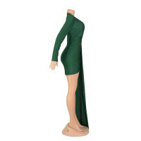 Vestido De Noche Elegante Para Mujer Con Sequinias Y Cuello En V Manga Larga Vestido De Fiesta De Boda Miniatura A-Line - details 26